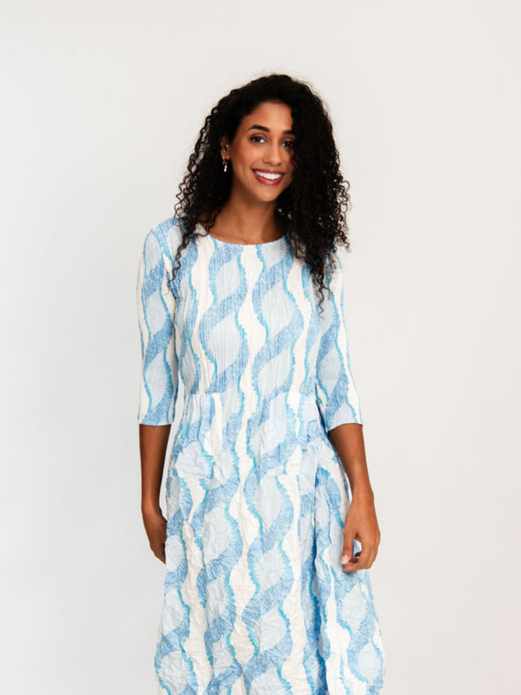 3/4 Sleeve Smash Pocket Dress - Prints