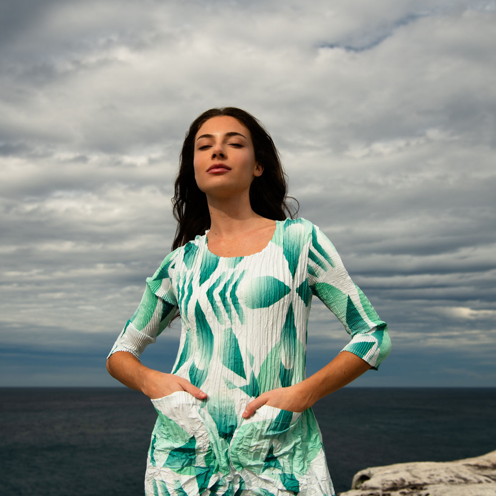 3/4 Sleeve Smash Pocket Dress - Prints