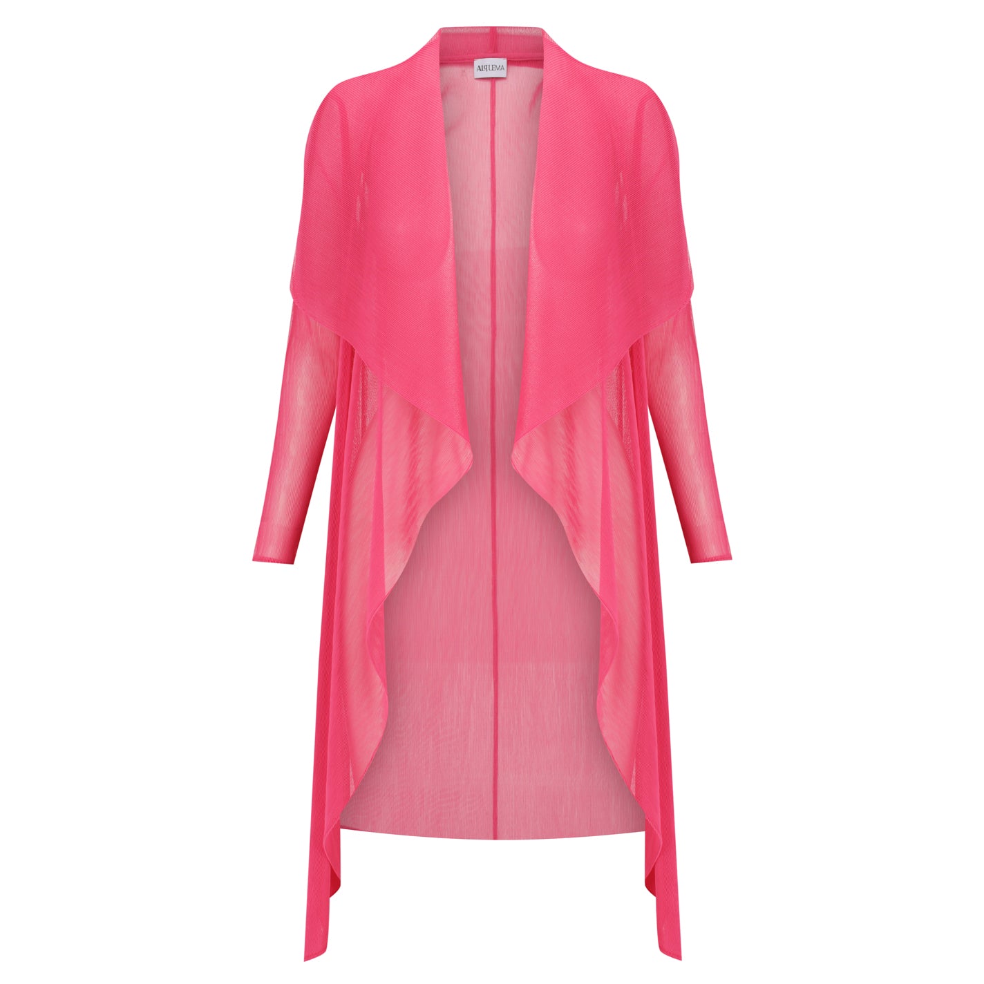 Pink sheer cardigan on a white background
