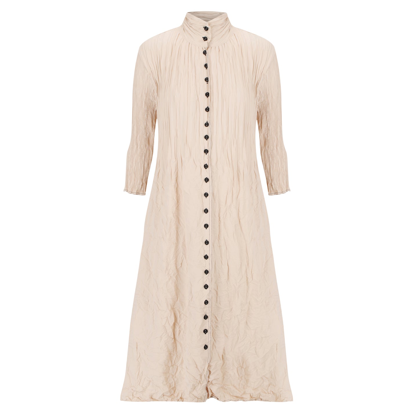 Contrast Linen Like Nehru Coat Dress