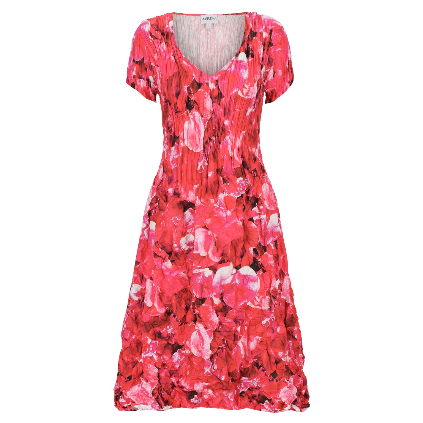 Pink floral dress on a white background