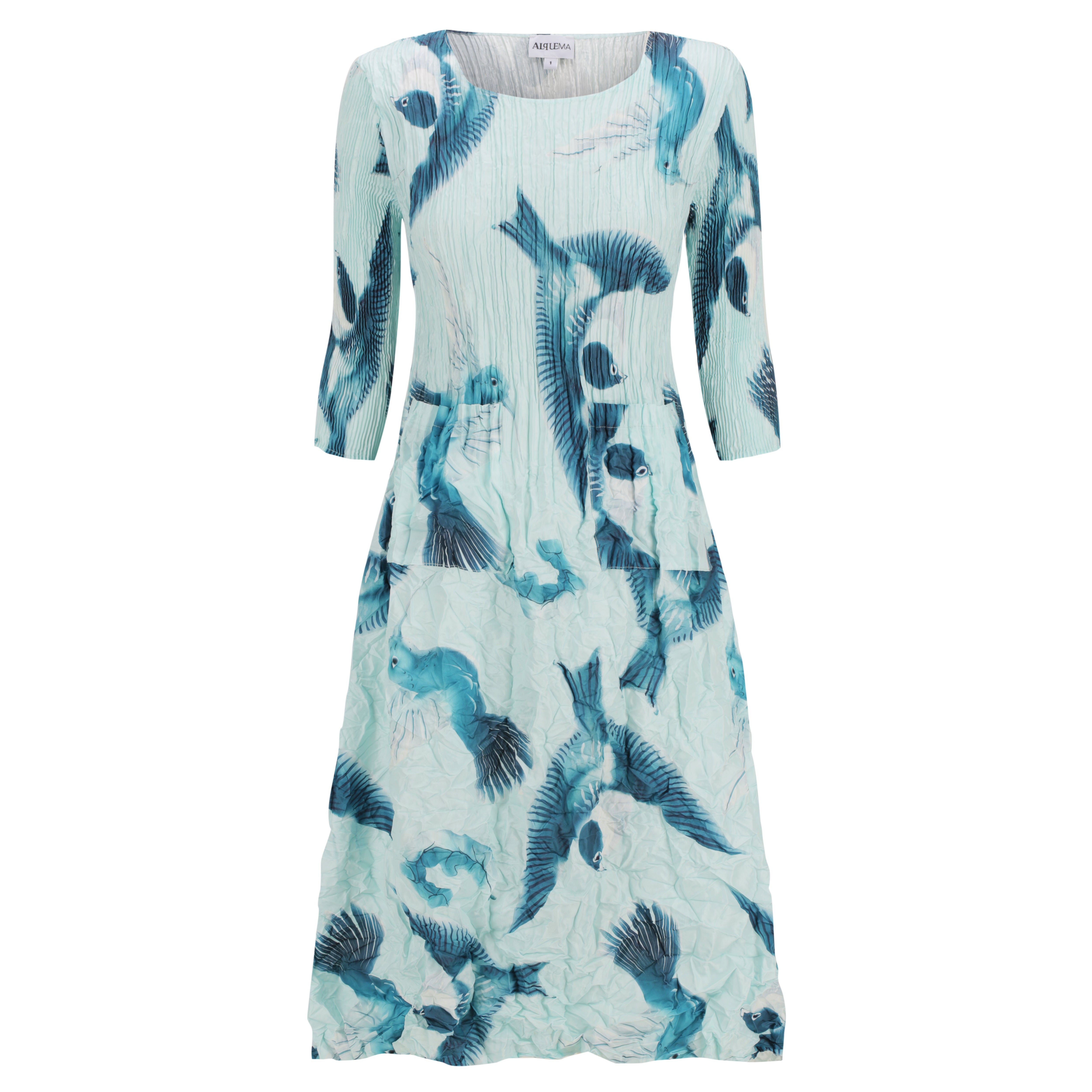 3/4 Sleeve Smash Pocket Dress - Prints