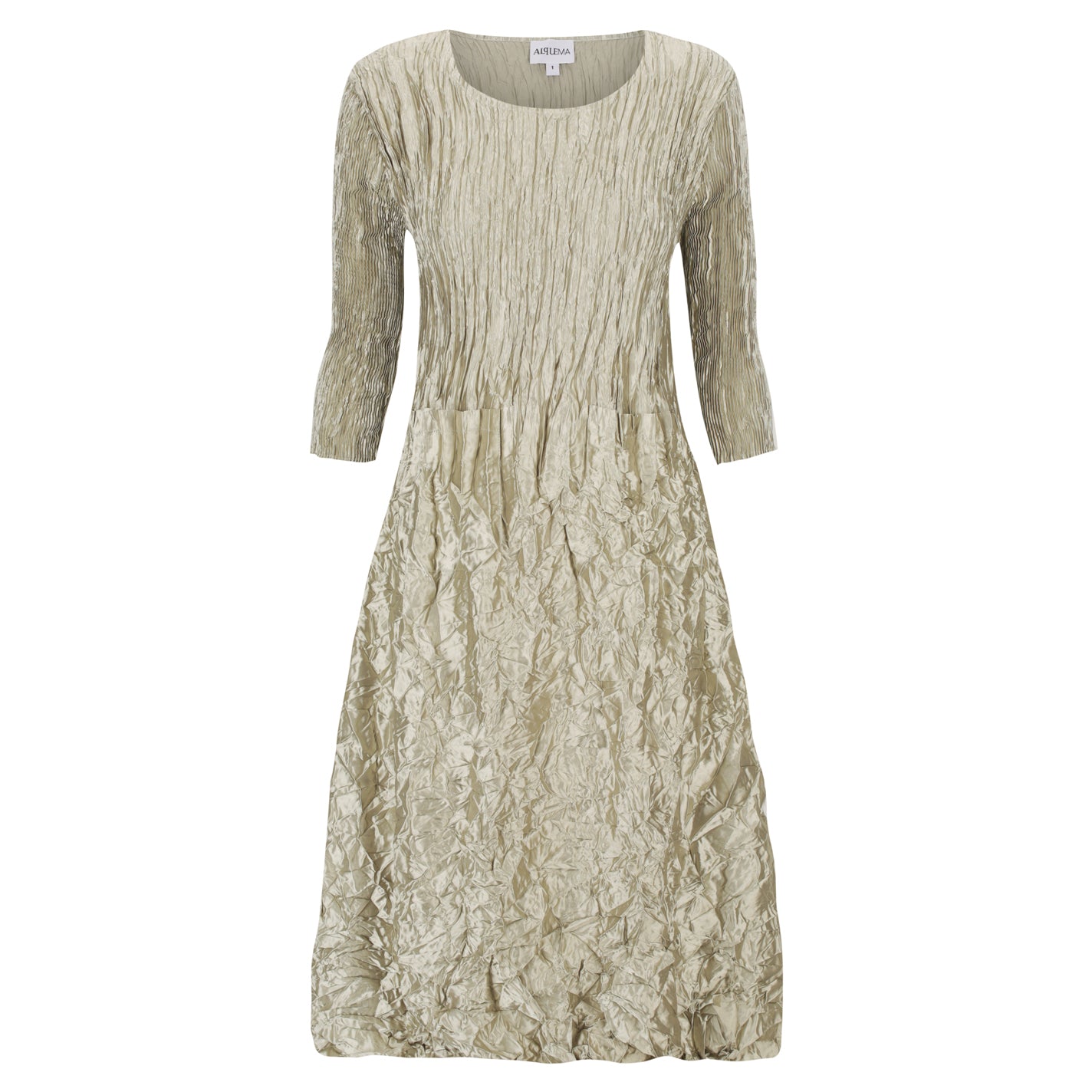 3/4 Sleeve Smash Pocket Dress - Glossy