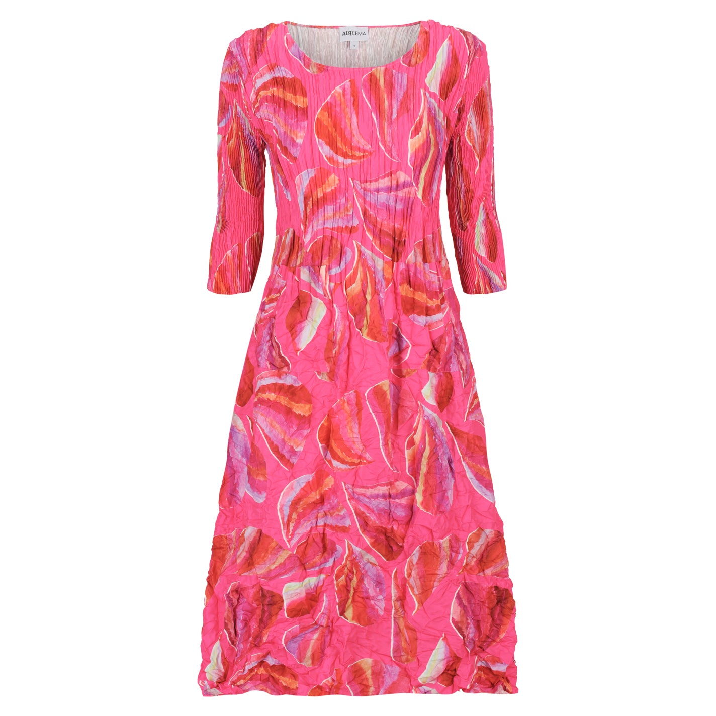Three Quarter Sleeve Smash Dress in Ocean Foam