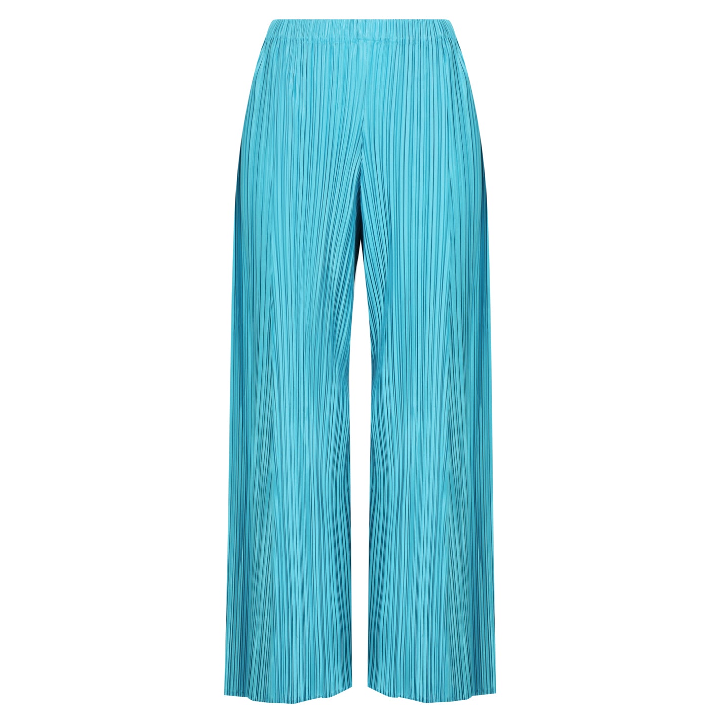 Turquoise pleated pants on a white background