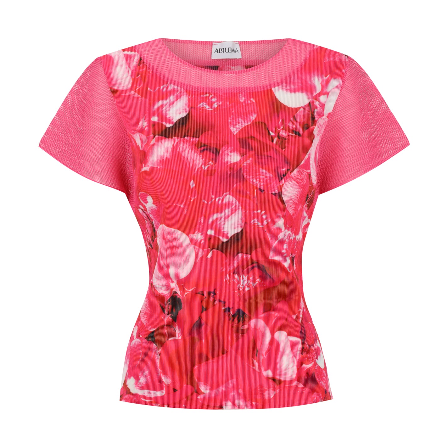 Pink floral blouse on a white background