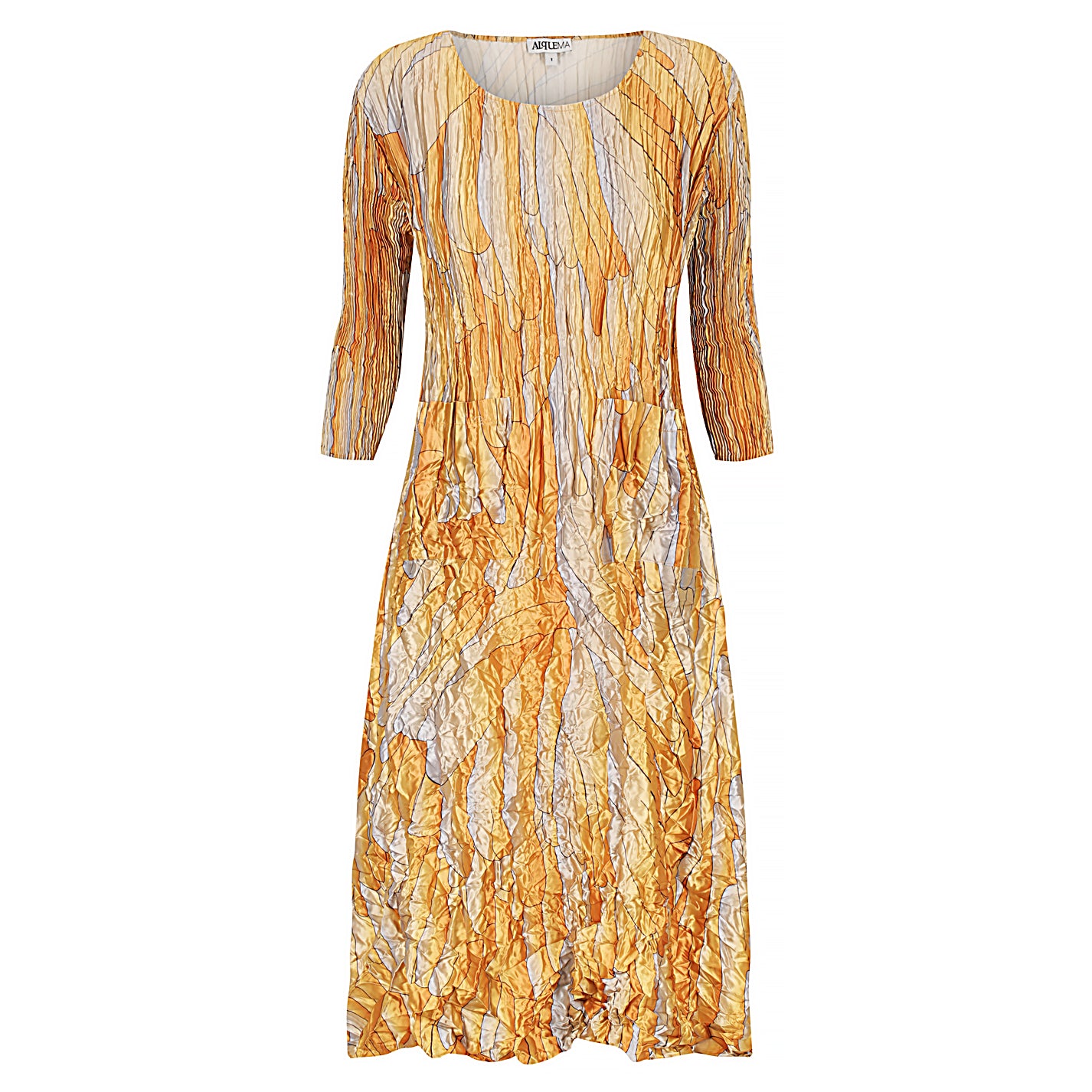 3/4 Sleeve Smash Pocket Dress - Glossy