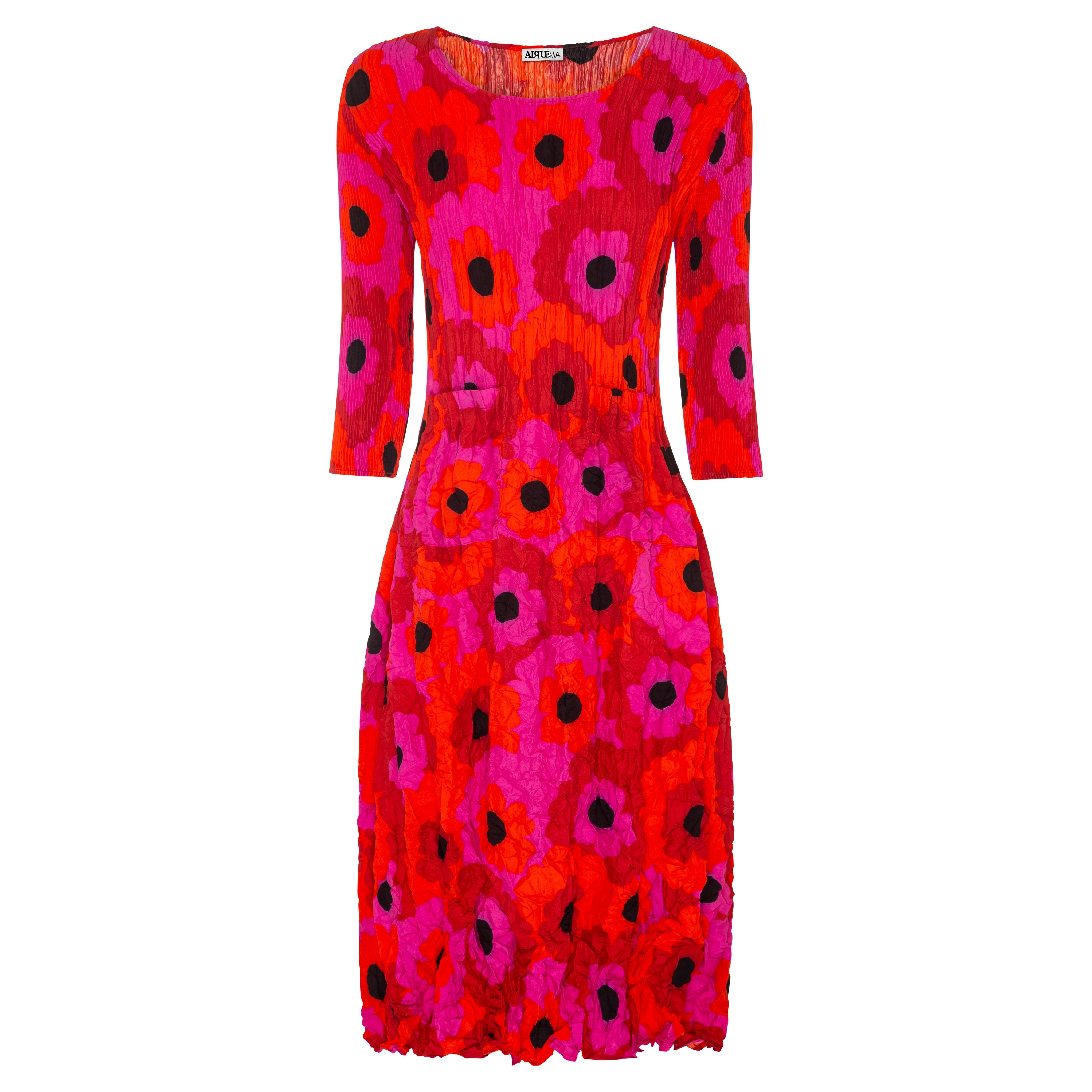 3/4 Sleeve Smash Pocket Dress - Prints