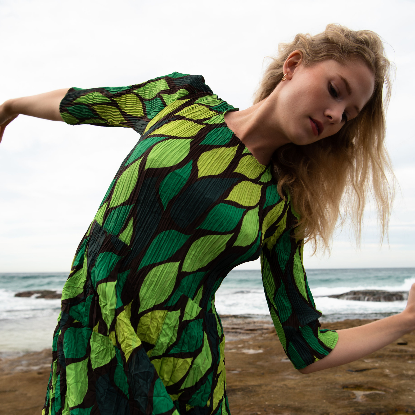 3/4 Sleeve Smash Pocket Dress - Prints