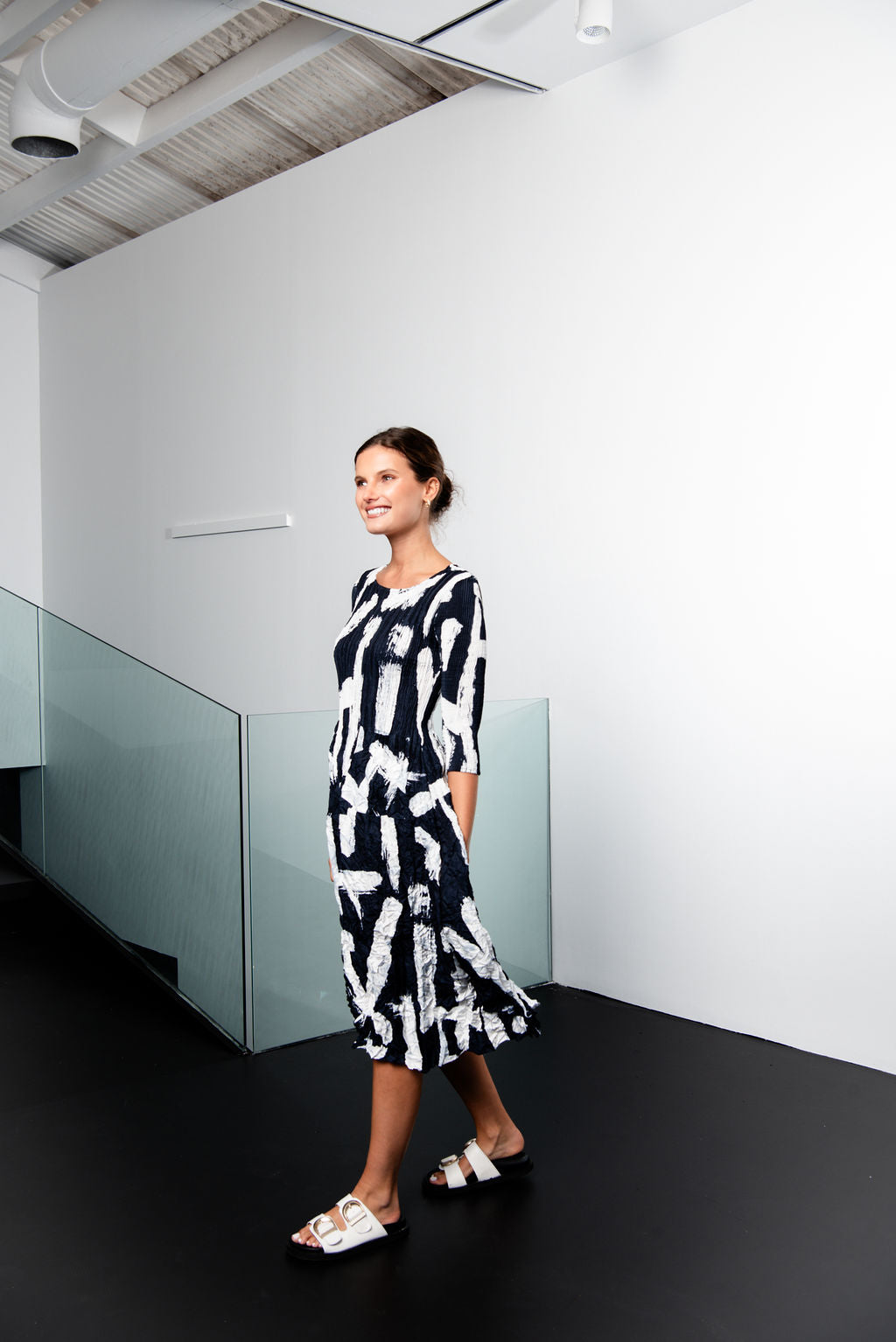 3/4 Sleeve Smash Pocket Dress - Prints