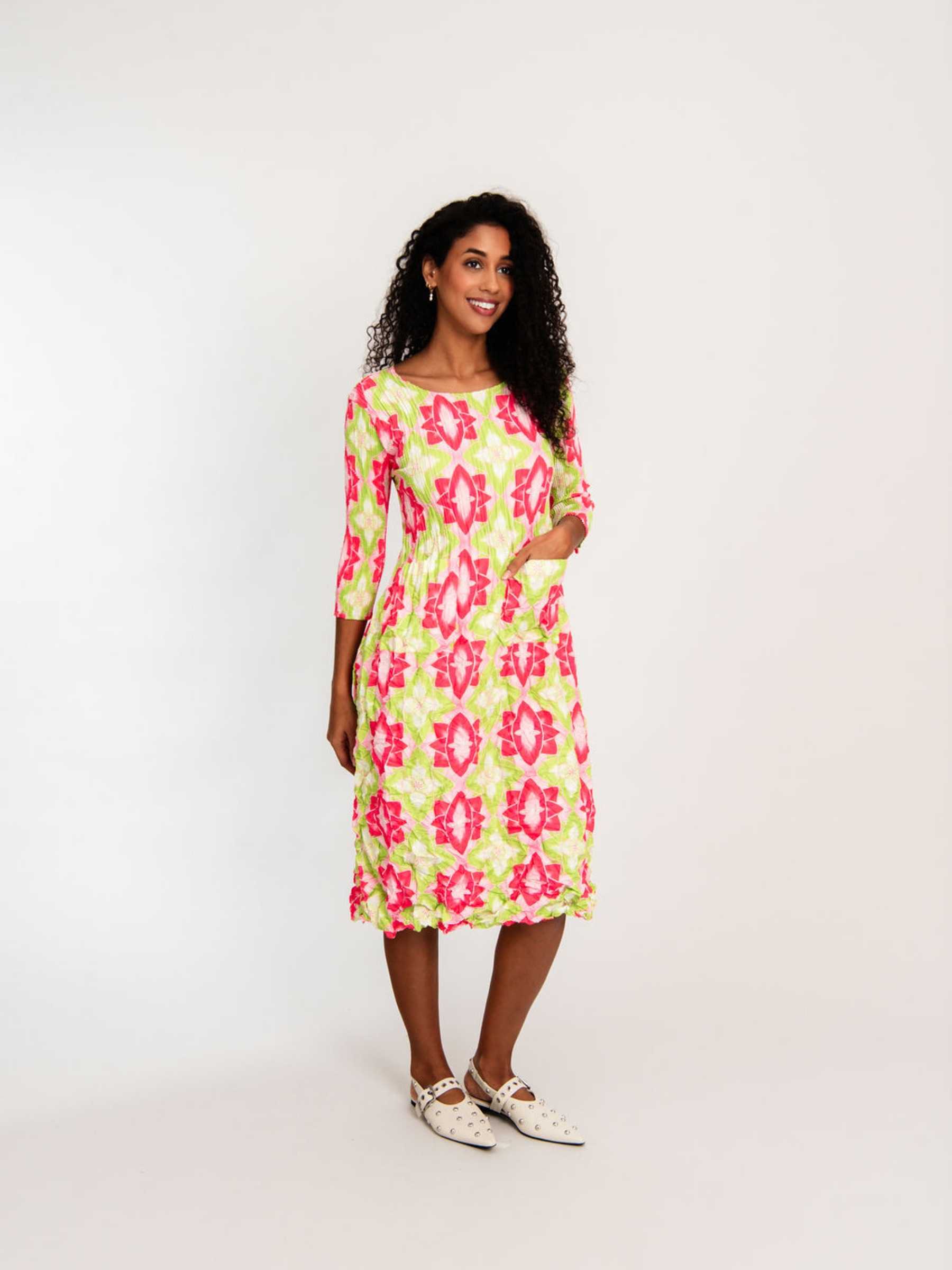 3/4 Sleeve Smash Pocket Dress - Prints | SS25