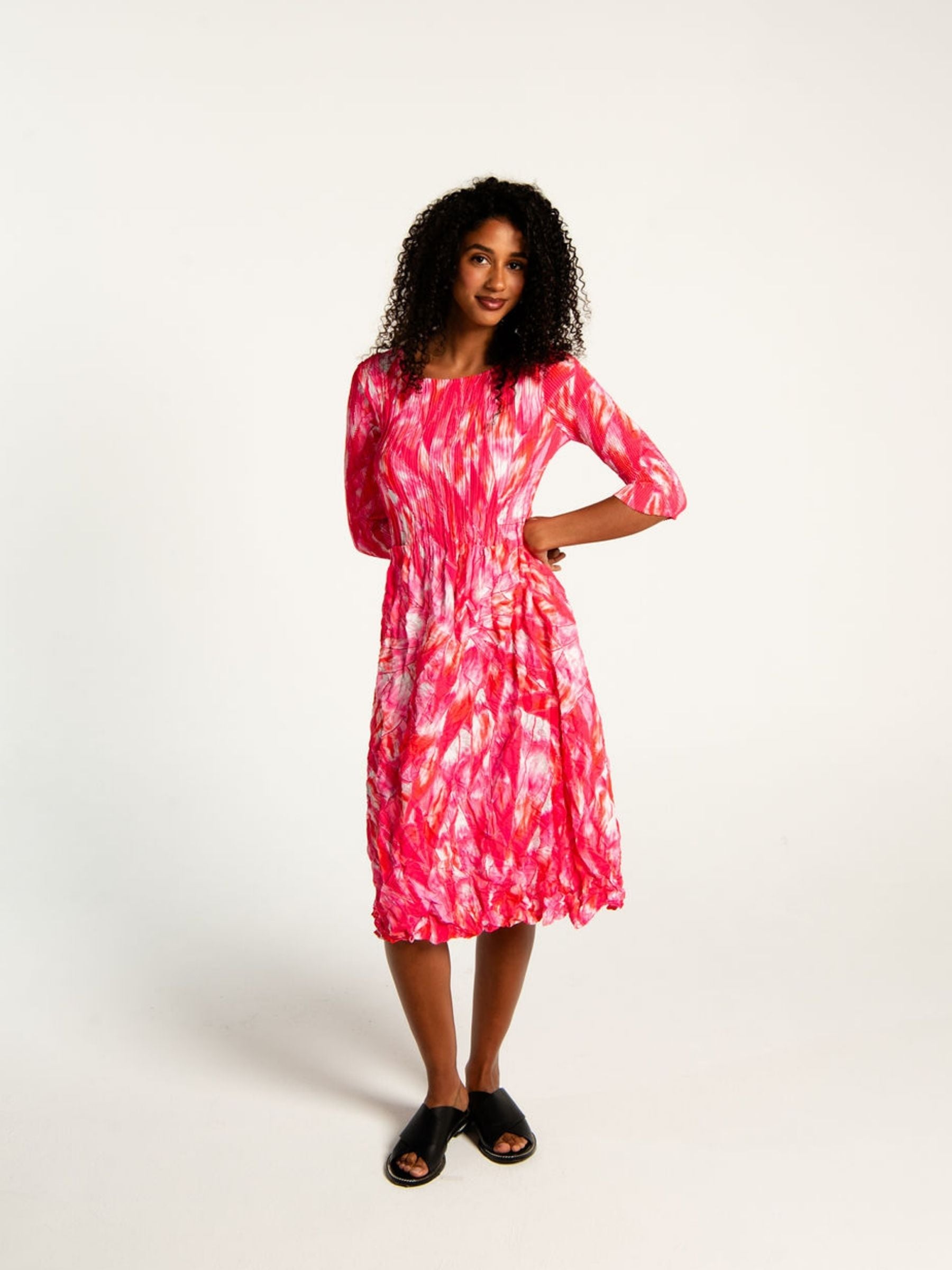 3/4 Sleeve Smash Pocket Dress - Prints