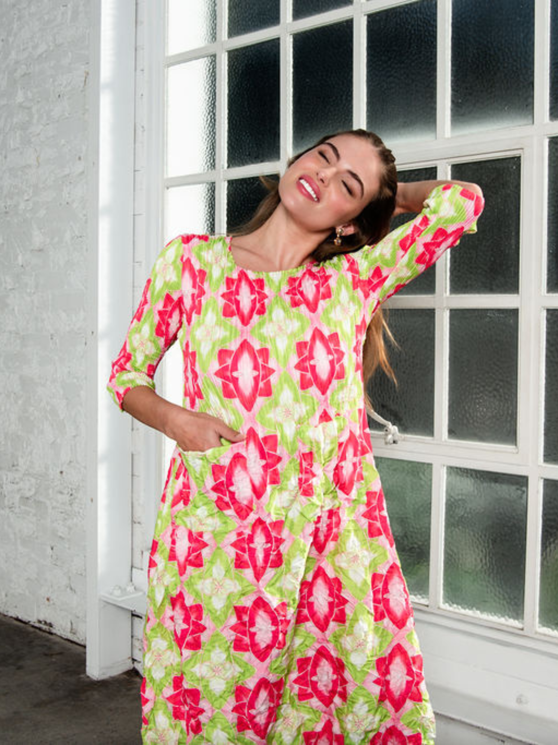 3/4 Sleeve Smash Pocket Dress - Prints | SS25