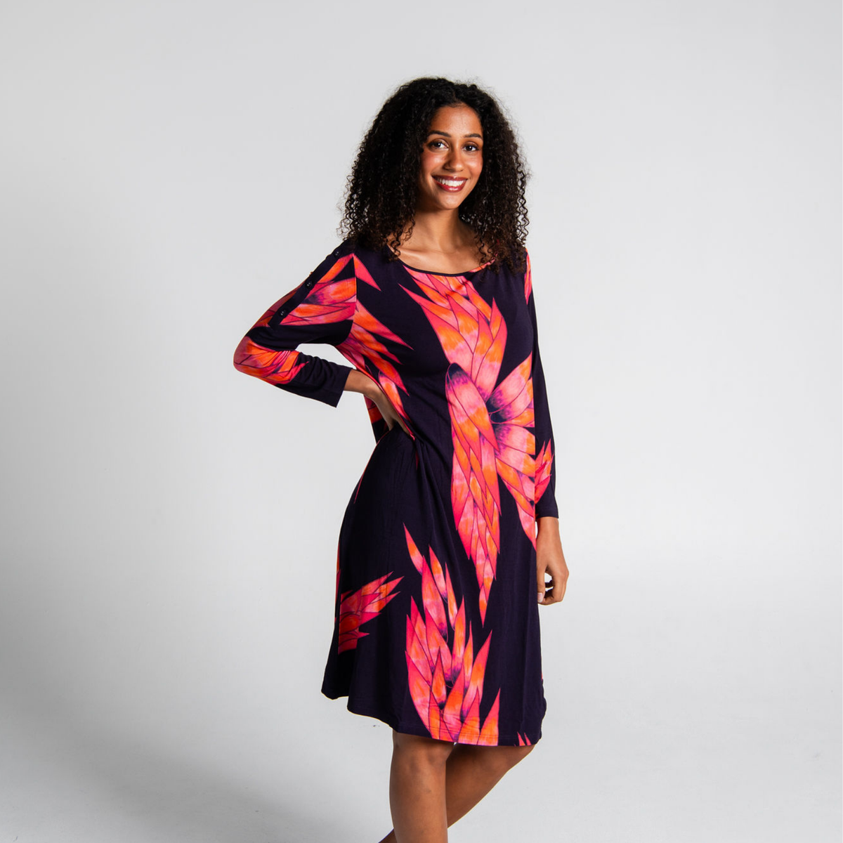 Side Button Bamboo Dress
