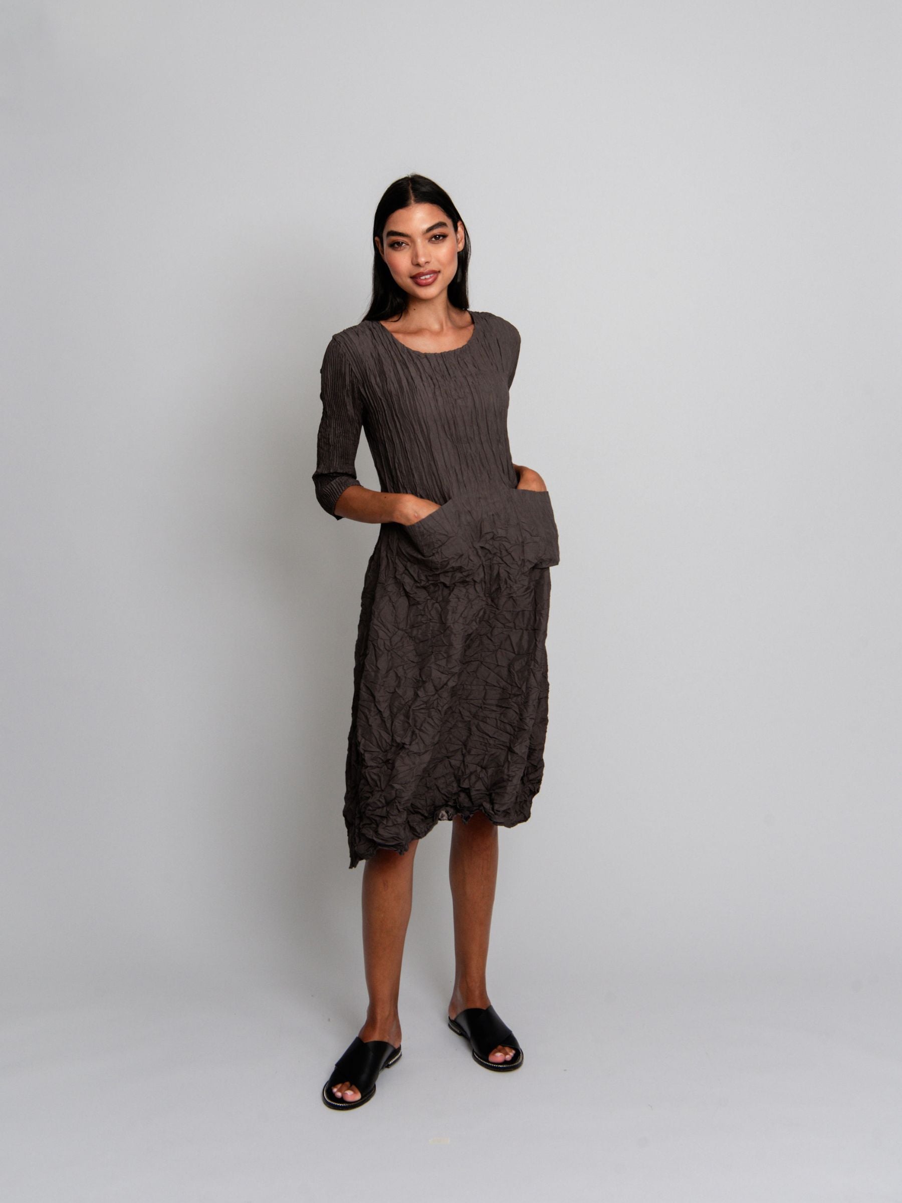 3/4 Sleeve Smash Pocket Dress - Plain Colours | AW26
