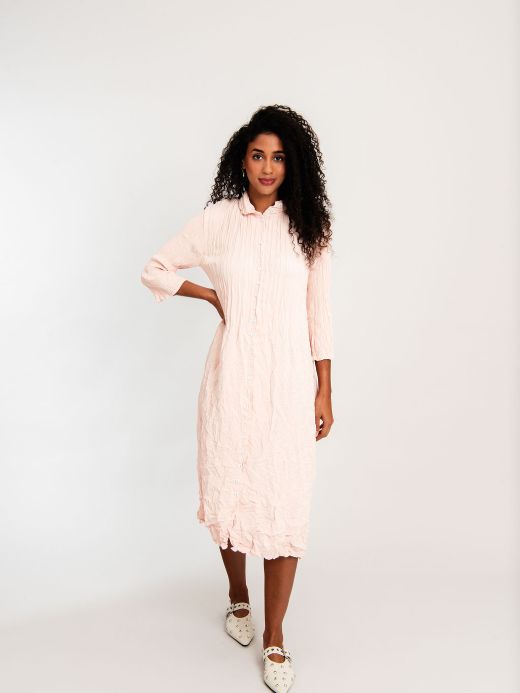Contrast Linen Like Nehru Coat Dress