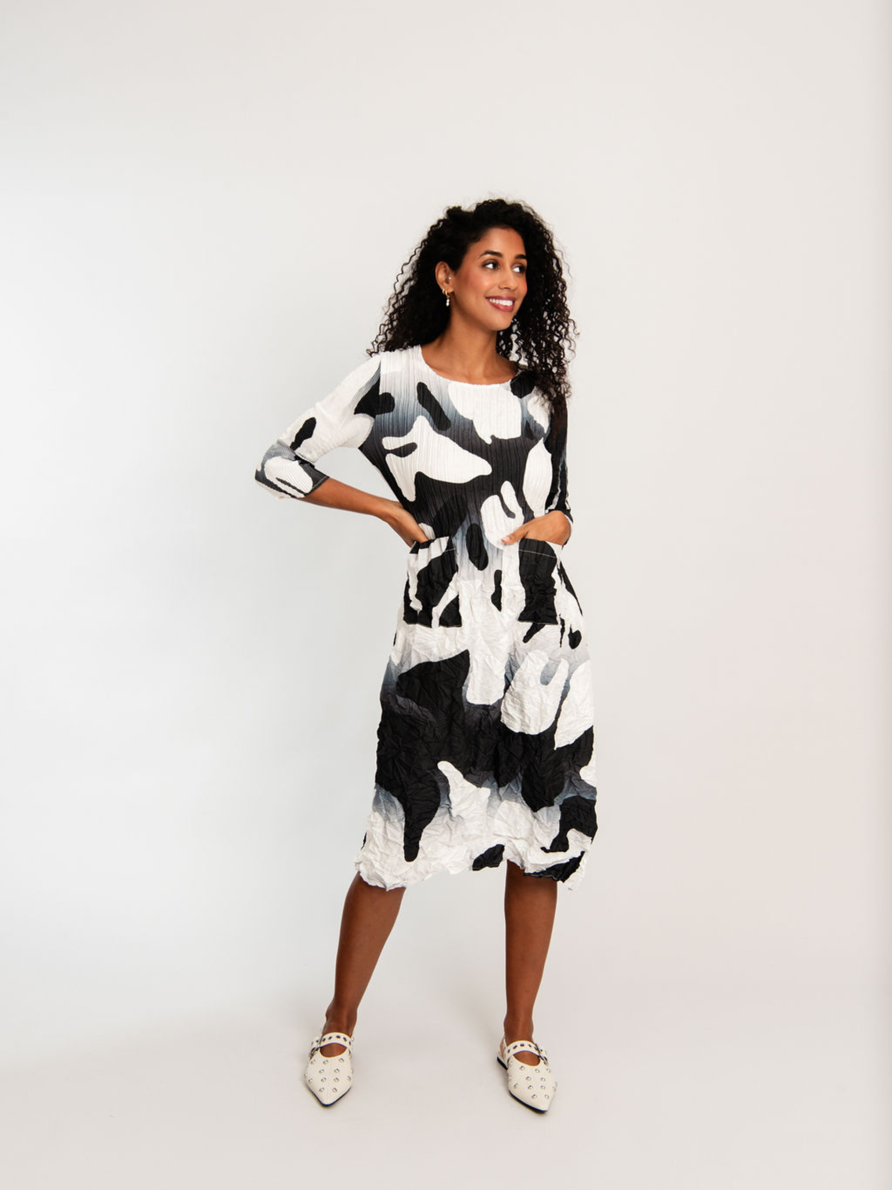 3/4 Sleeve Smash Pocket Dress - Prints | SS25