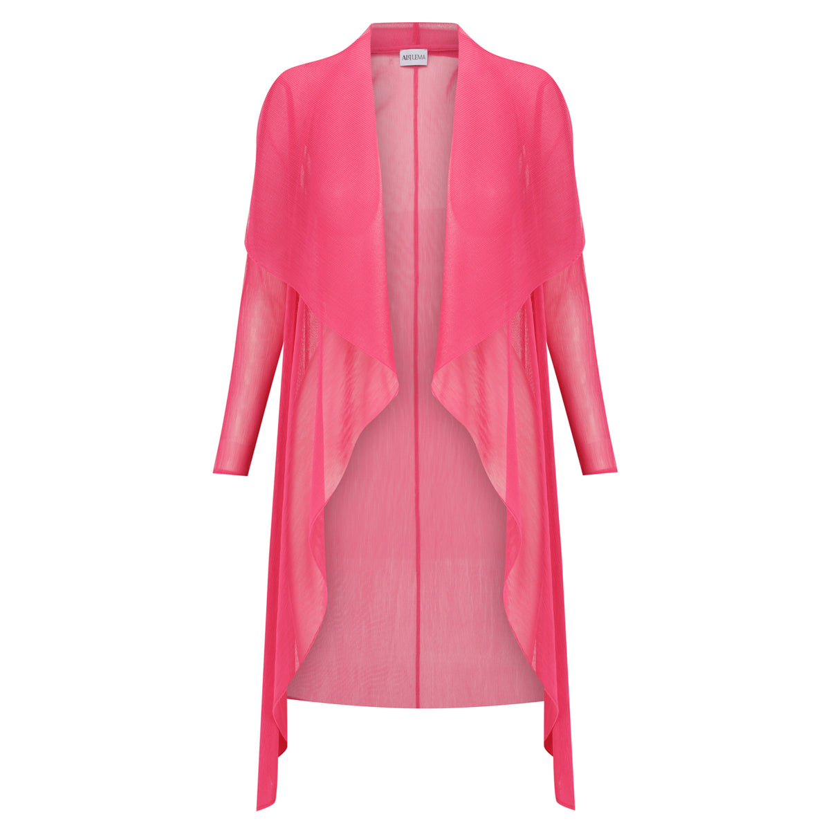 Cosa Sheer Pleated Mesh Coat in Peachy Pink | ALQUEMA