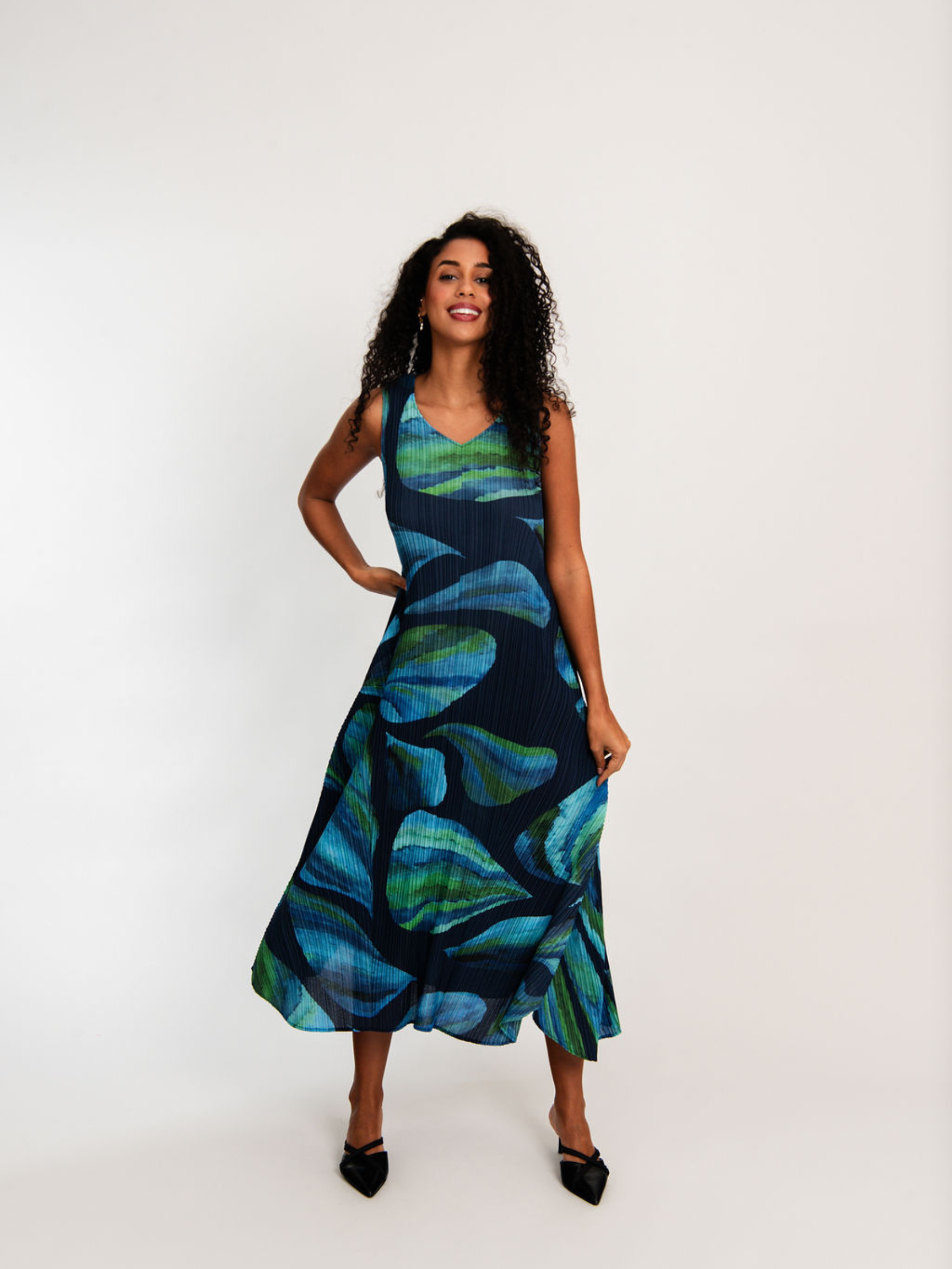【Estella.k】Alicia Long Dress Alicia Long Dress -BLK×grn.pt- – Estella.K