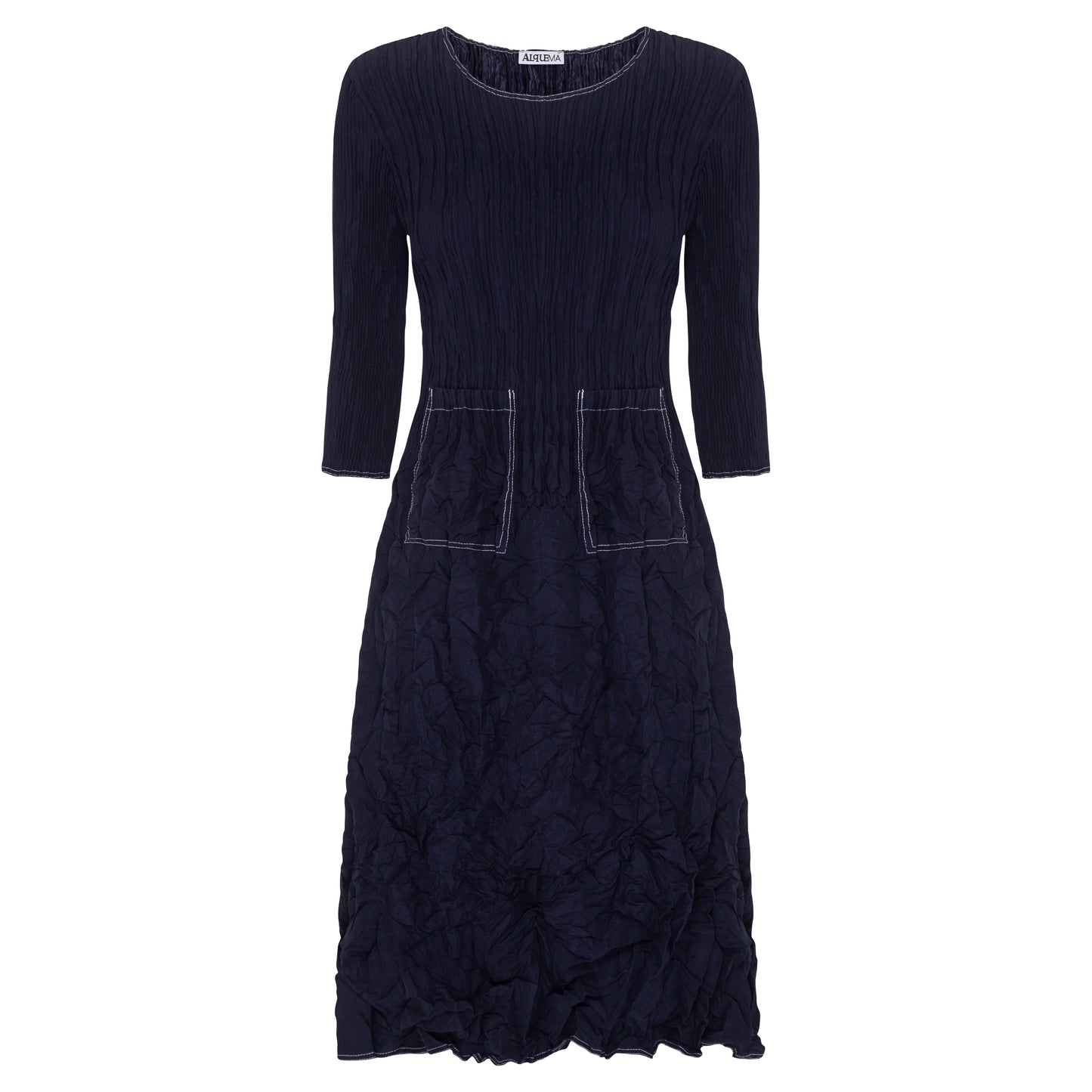 Contrast 3/4 Sleeve Smash Pocket Dress | Alquema